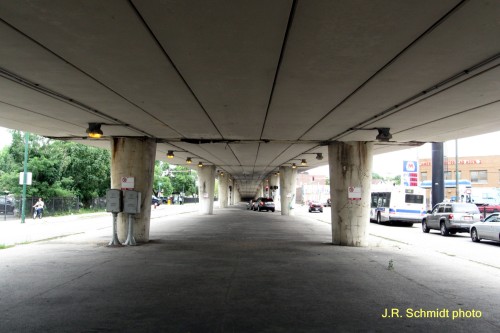Under the Overpass--looking north on Western toward Belmont